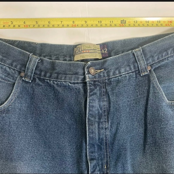 Mens Carpenter Jeans 42x32 Dtek Denim Straight Leg Medium Blue Wash - Picture 5 of 9